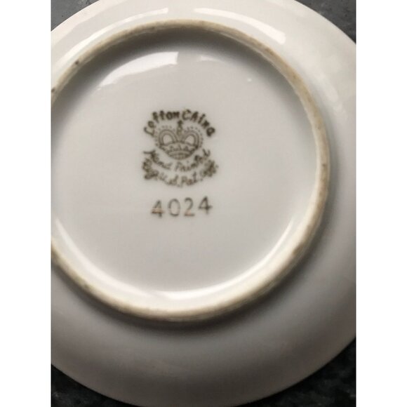 Vtg Lefton China 4024 Saucer Dish Victorian Scene Gold Rim Turquoise 3.5″ - Picture 5 of 6